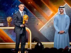 Cristiano Ronaldo dinobatkan sebagai Pemain Timur Tengah Terbaik di Globe Soccer Awards 2025 di Dubai