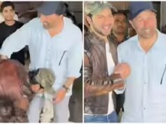 Assista: Varun toca os pés de Sunny Deol na exibição da Fronteira 2