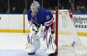 Shesterkin dos Rangers sai contra Mammoth com aparente lesão na parte inferior do corpo