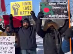 Fundação Hindu Canadense protesta a -23°C contra a violência contra minorias religiosas em Bangladesh
