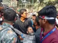 Crise de Bangladesh: Granadas sonoras e bombas de choque gás lacrimogêneo usado contra manifestantes perto da residência de Yunus