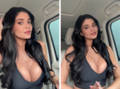 Os peitos enormes de Kylie Jenner roubam present durante o vídeo tutorial de maquiagem