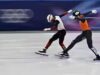 Patinagem de vitesse corte pista: Dandjinou, Dubois e Laoun em grande forma e no remaining dos 500 metros