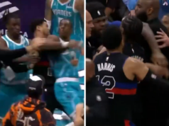 O jogo Pistons, Hornets se transforma em caos quando uma briga massiva começa