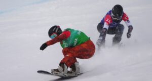 A piloto canadense de snowboard cross Meryeta O’Dine está fora das Olimpíadas com tornozelo quebrado
