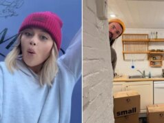 Emily Atack muda-se para a casa dos sonhos no campo com noivo e filho