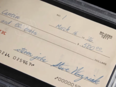 O cheque de US$ 500 que ajudou a lançar a Apple acabou de ser vendido por milhões