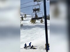 Menina de 12 anos balança em um teleférico de esqui na Califórnia antes de cair no chão em um vídeo assustador