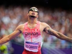 Os canadenses Andre De Grasse e Simu Liu se preparando para o NBA All-Star Superstar Sport