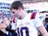 Drake Maye, do Patriots, compartilha um momento emocionante com a esposa Ann Michael antes da estreia no Tremendous Bowl