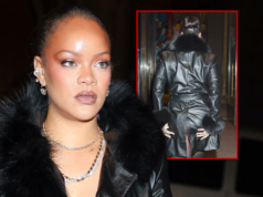 Rihanna acidentalmente mostra a bunda enquanto entrava no desfile de moda de A$AP Rocky