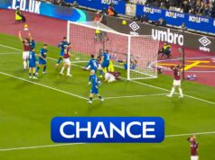 Probability inicial para Hammers com chute de Disasi