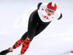 A patinadora de velocidade canadense Isabelle Weidemann termina em quinto lugar nos 5.000 m olímpicos